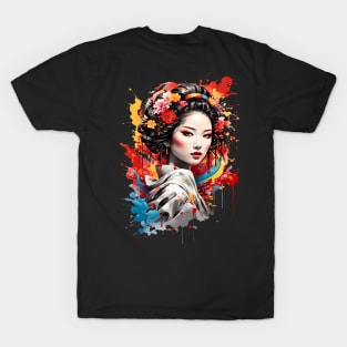 Japanese Geisha retro vintage anime oriental art design T-Shirt